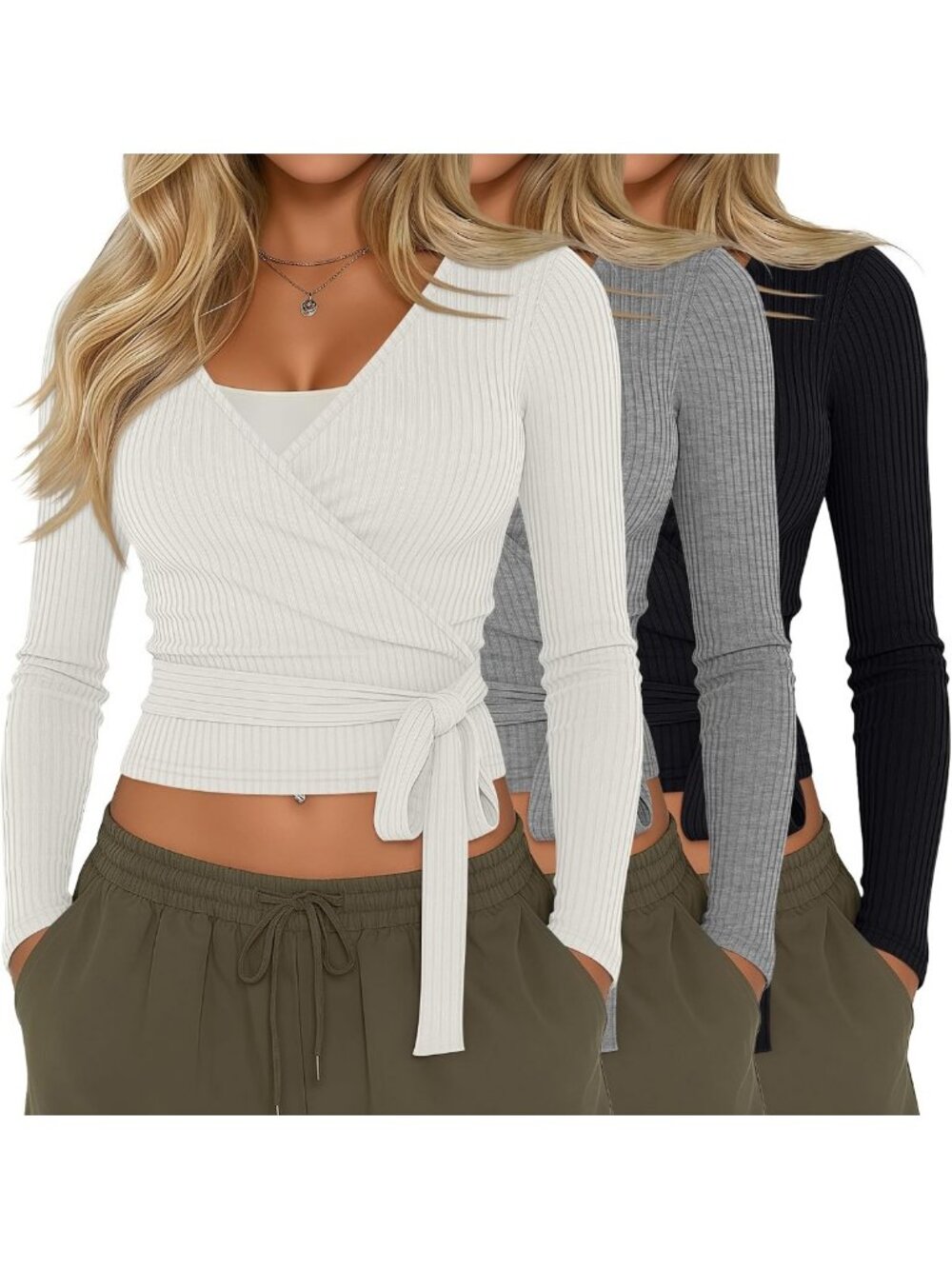 3 Pack Women's Ballet Pilates Wrap Tops - Stylish, Comfortable Activewear